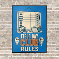Thumbnail for Field Day Club Rules vertical canvas print - framed - turquoise background