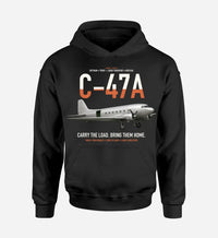 Thumbnail for C-47A Skytrain design on black double-side hoodie, single-side print