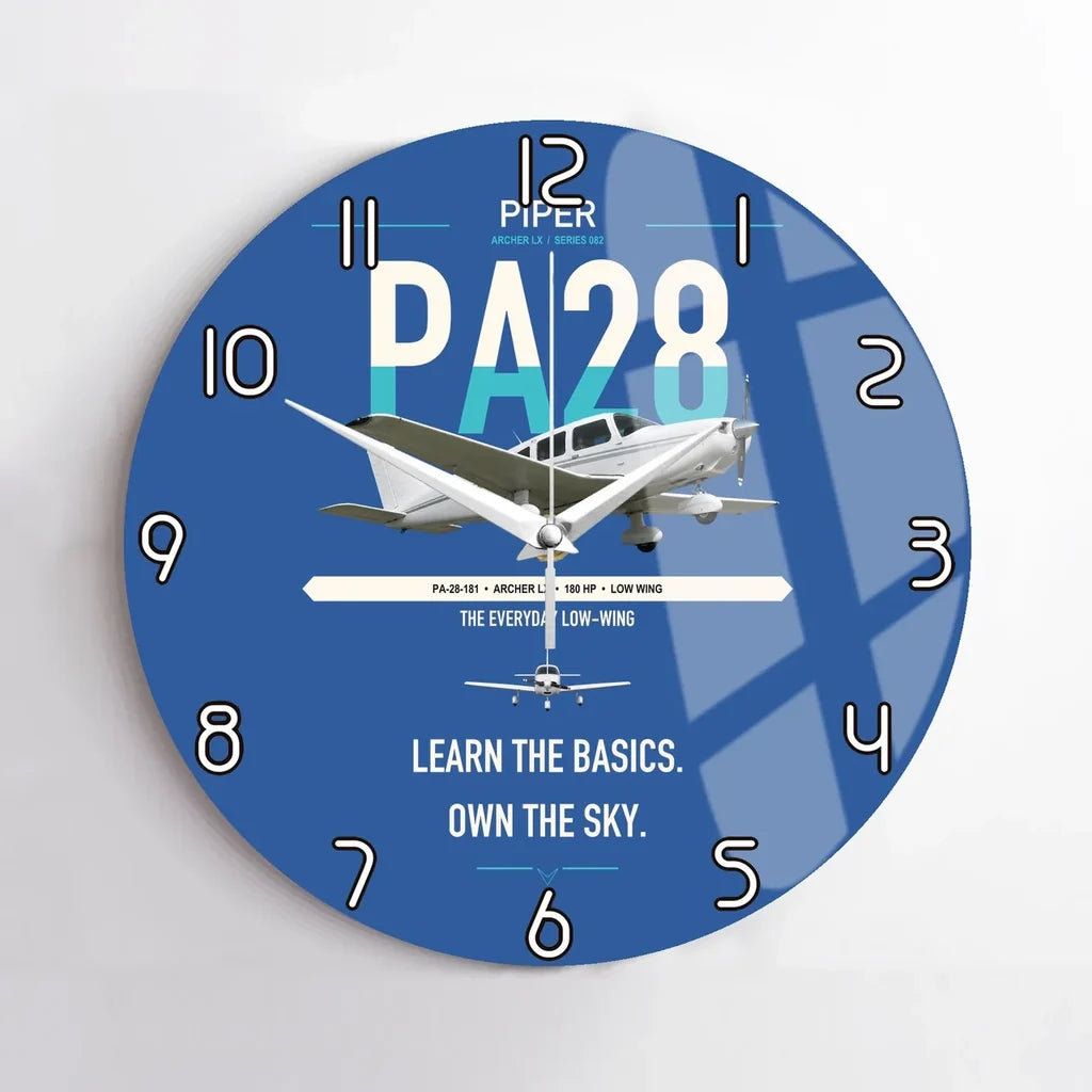 Piper PA-28-181 Archer LX design on blue no frame wall clock