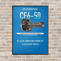 Thumbnail for CF6-50 vertical canvas print - framed - turquoise background
