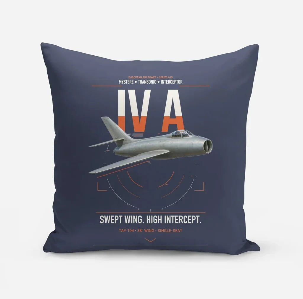 Dassault Mystère IV A design on navy blue pillow