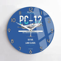 Thumbnail for Pilatus PC-12 PRO design on blue no frame wall clock