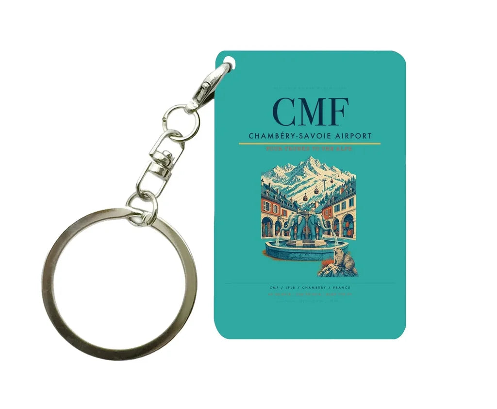 Chambéry-Savoie Airport (CMF) design on turquoise key chain