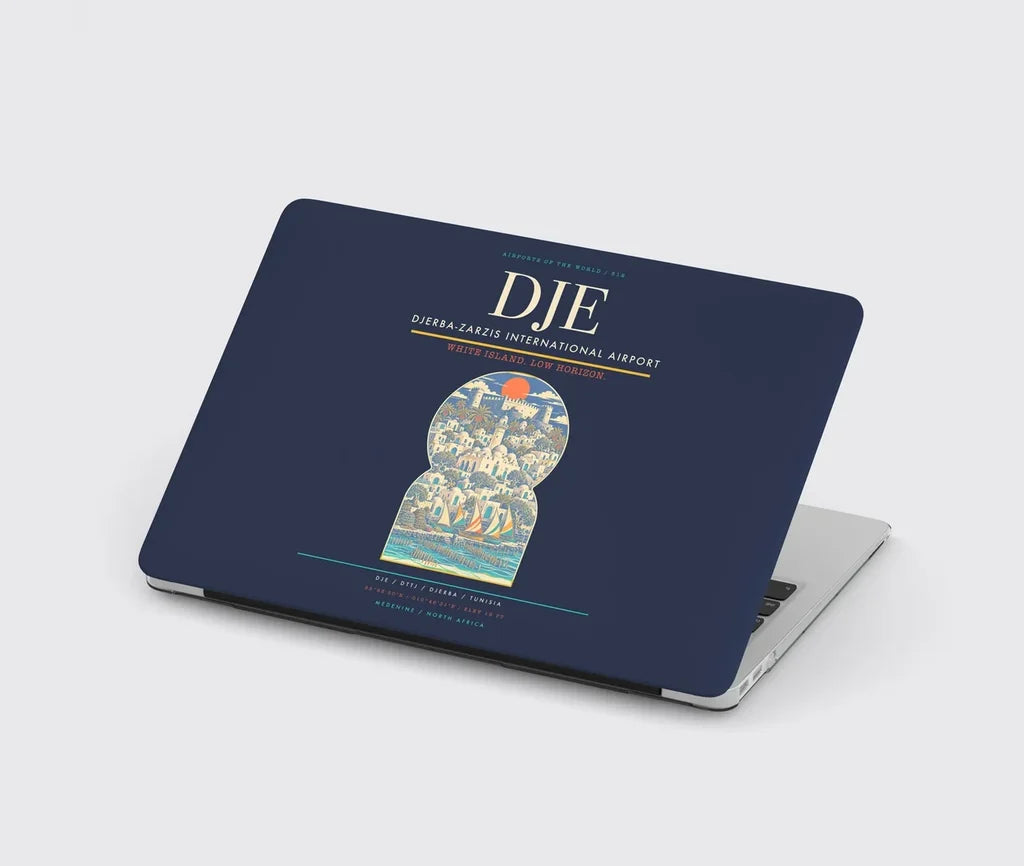 Djerba-Zarzis International Airport (DJE) design on navy blue MacBook case