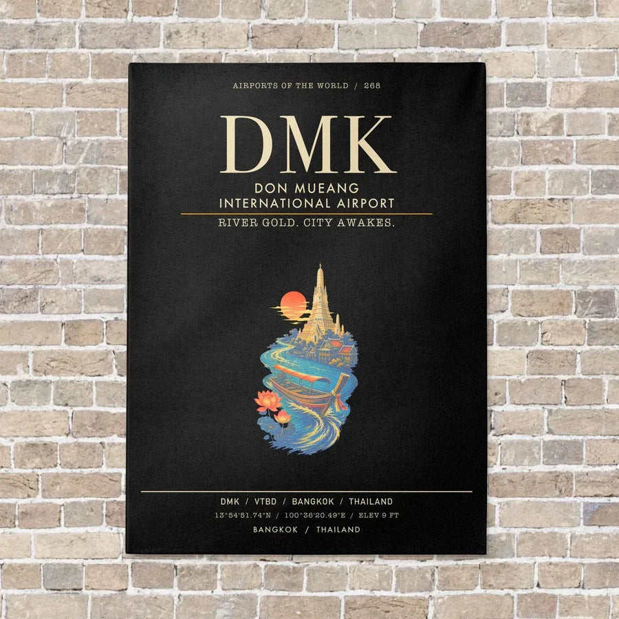 Don Mueang International Airport Bangkok DMK - Canvas Framed - Black