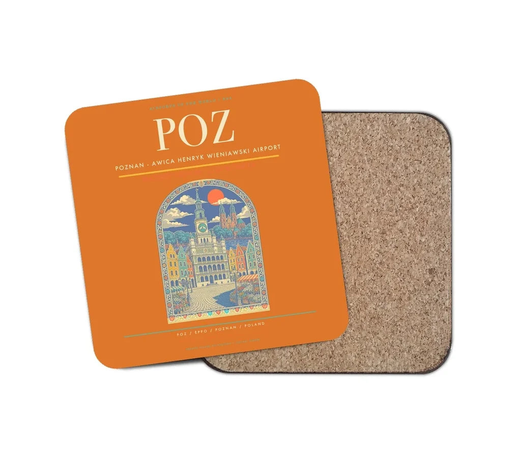 Poznan - awica Henryk Wieniawski Airport POZ Coaster 1-Piece - Orange
