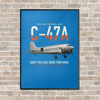 Thumbnail for C-47A Skytrain vertical canvas print - framed - turquoise background