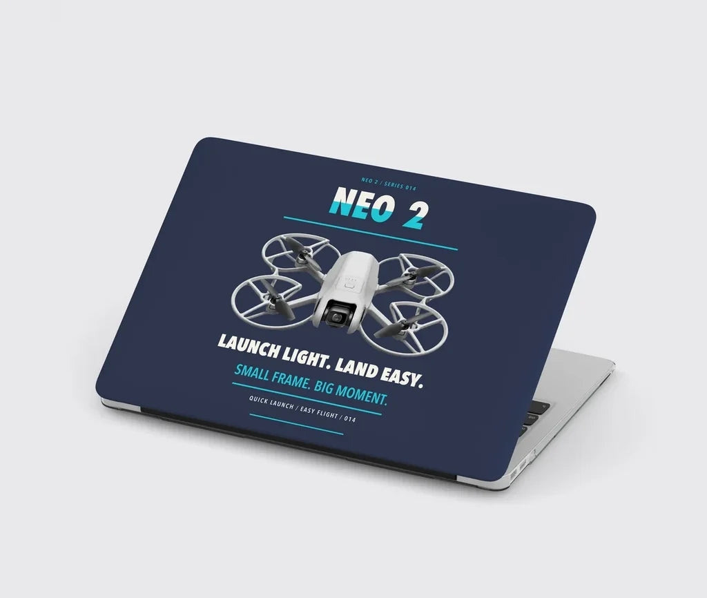DJI Neo 2 design on navy blue MacBook case