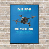 Thumbnail for DJI FPV vertical canvas print - framed - turquoise background