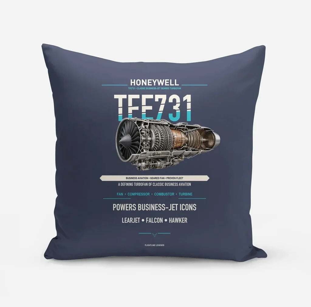 TFE731 design on navy blue pillow