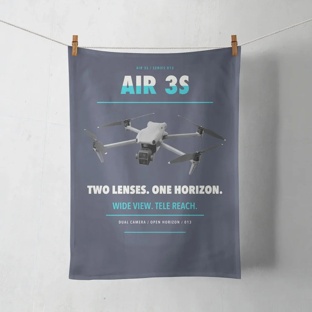 DJI Air 3S design on navy blue towel