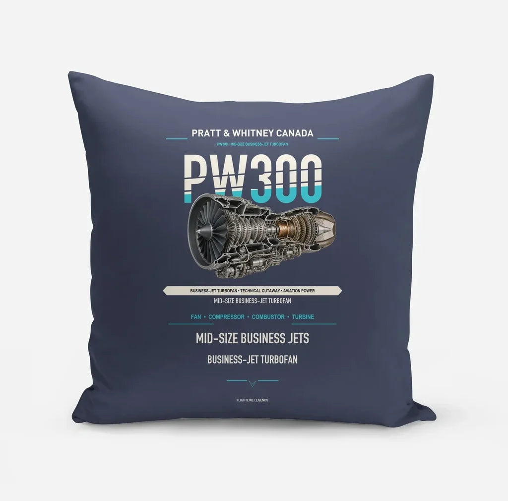 PW300 design on navy blue pillow