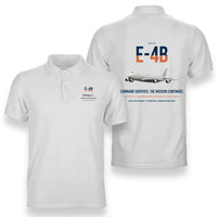 Thumbnail for E-4B Nightwatch design on white double-side polo t-shirt, double-side print