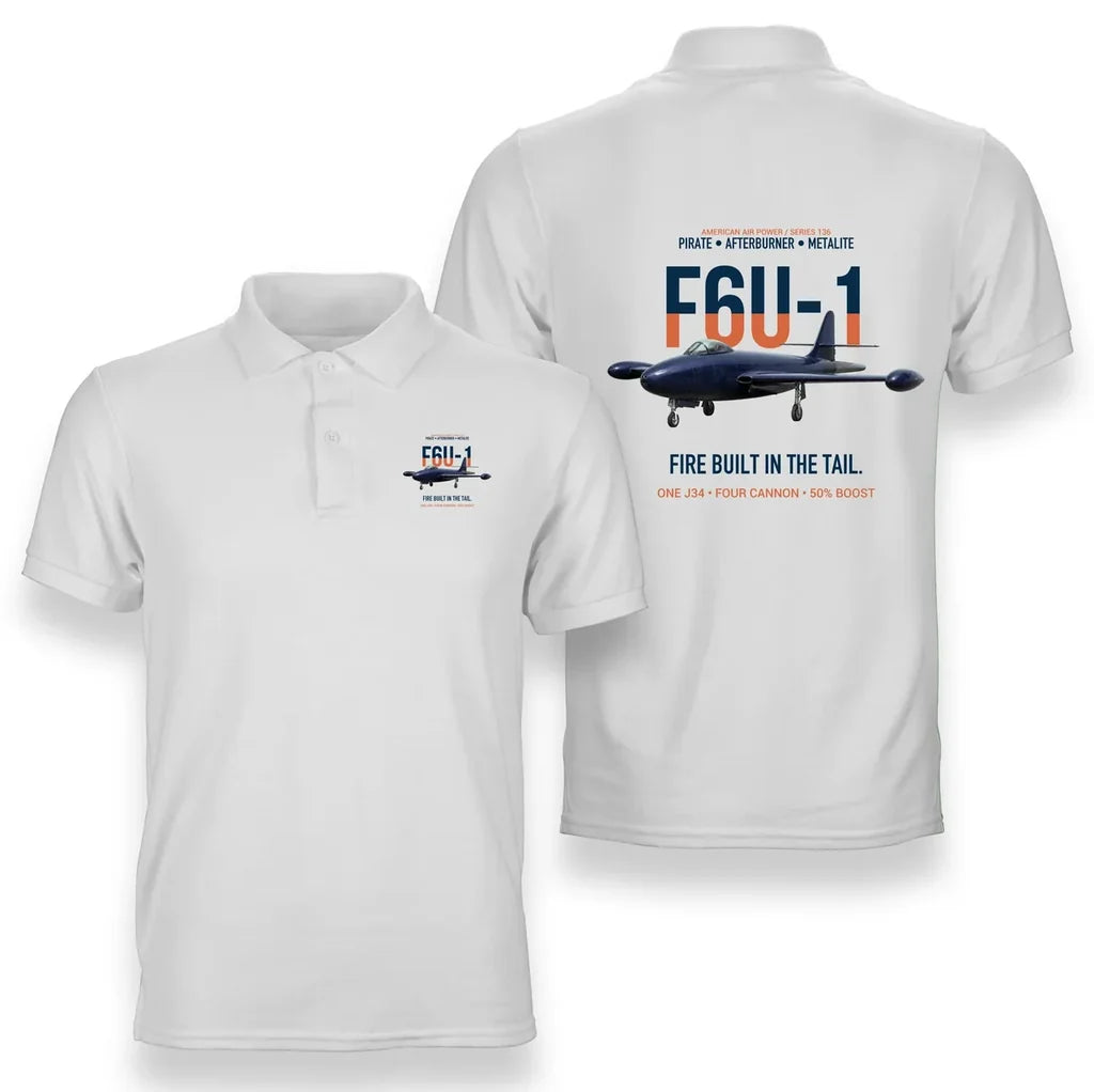 F6U-1 PIRATE design on white polo