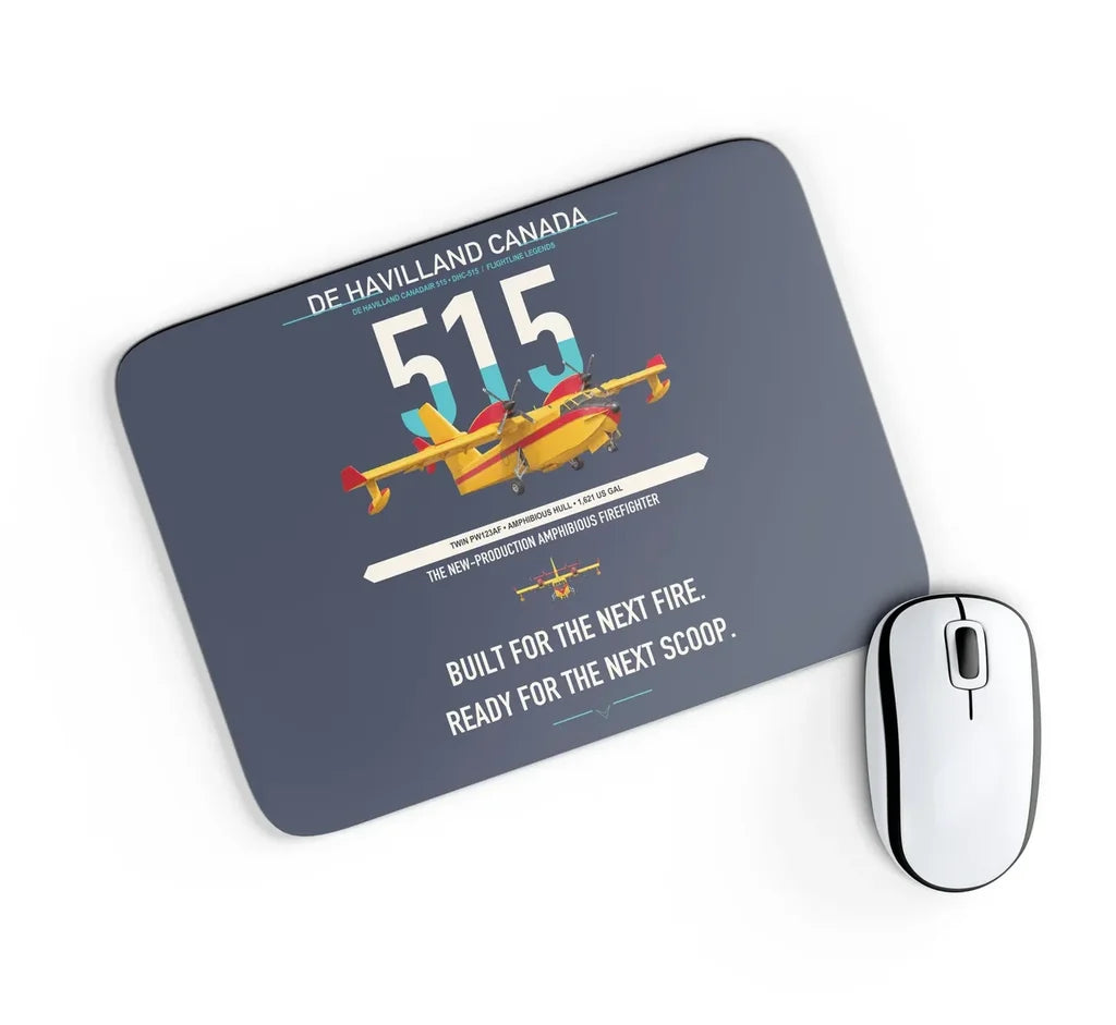 De Havilland Canadair 515 design on navy blue rectangle mouse pad