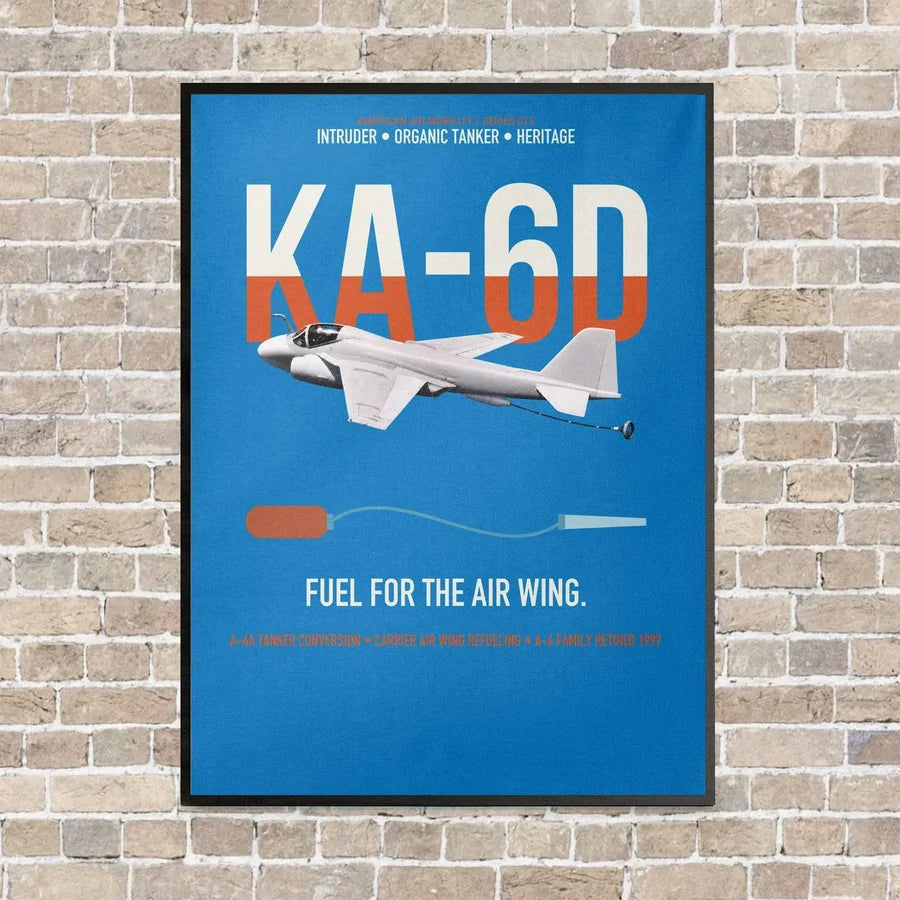 KA-6D Intruder vertical canvas print - framed - turquoise background