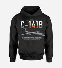 Thumbnail for C-141B Starlifter design on black double-side hoodie, single-side print