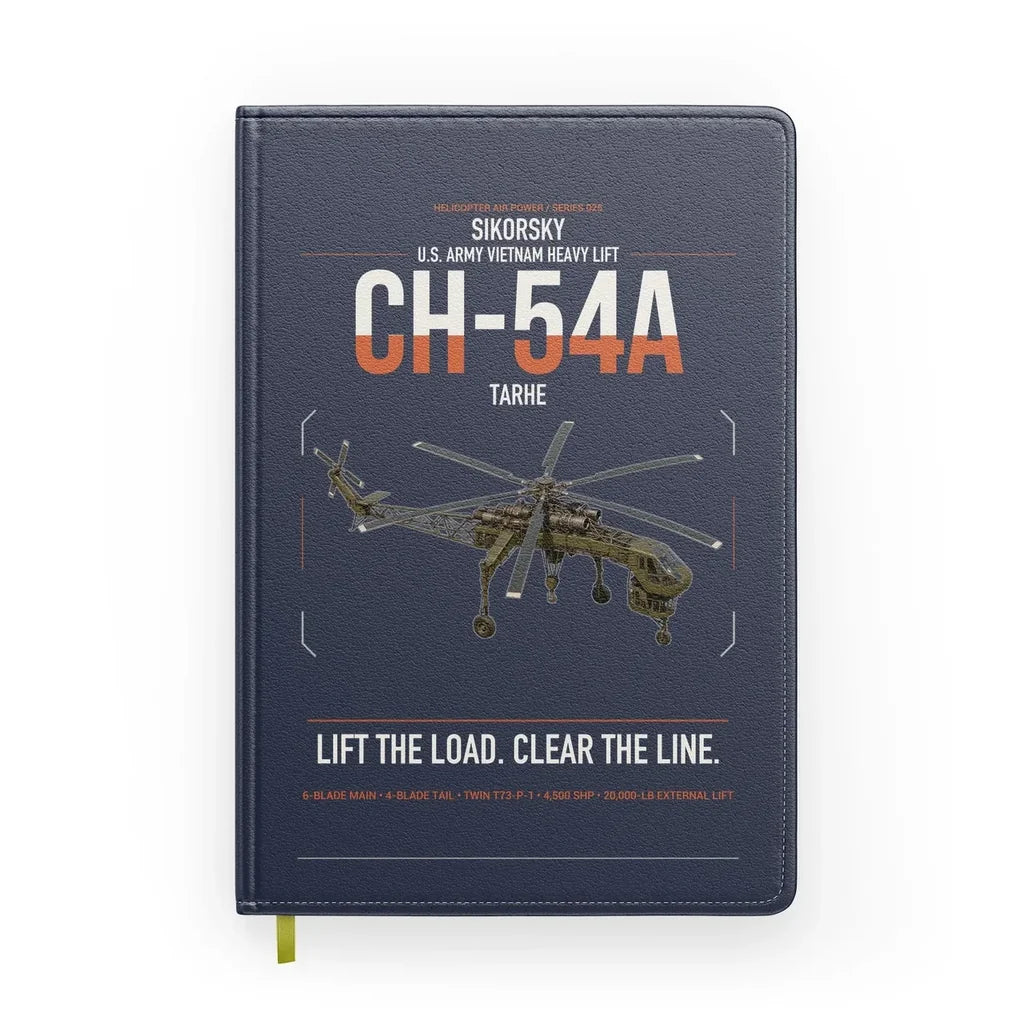 Sikorsky CH-54A Tarhe design on navy blue notebook