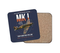 Thumbnail for Hawker Hurricane Mk I design on navy blue 1 piece coaster