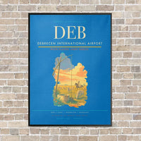 Thumbnail for Debrecen International Airport DEB vertical canvas print - framed - turquoise background