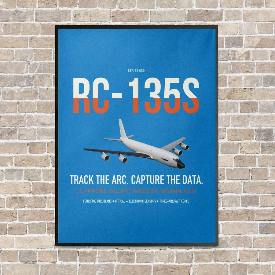RC-135S Cobra Ball vertical canvas print - framed - turquoise background