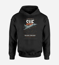 Thumbnail for Dassault Super Étendard design on black double-side hoodie, single-side print