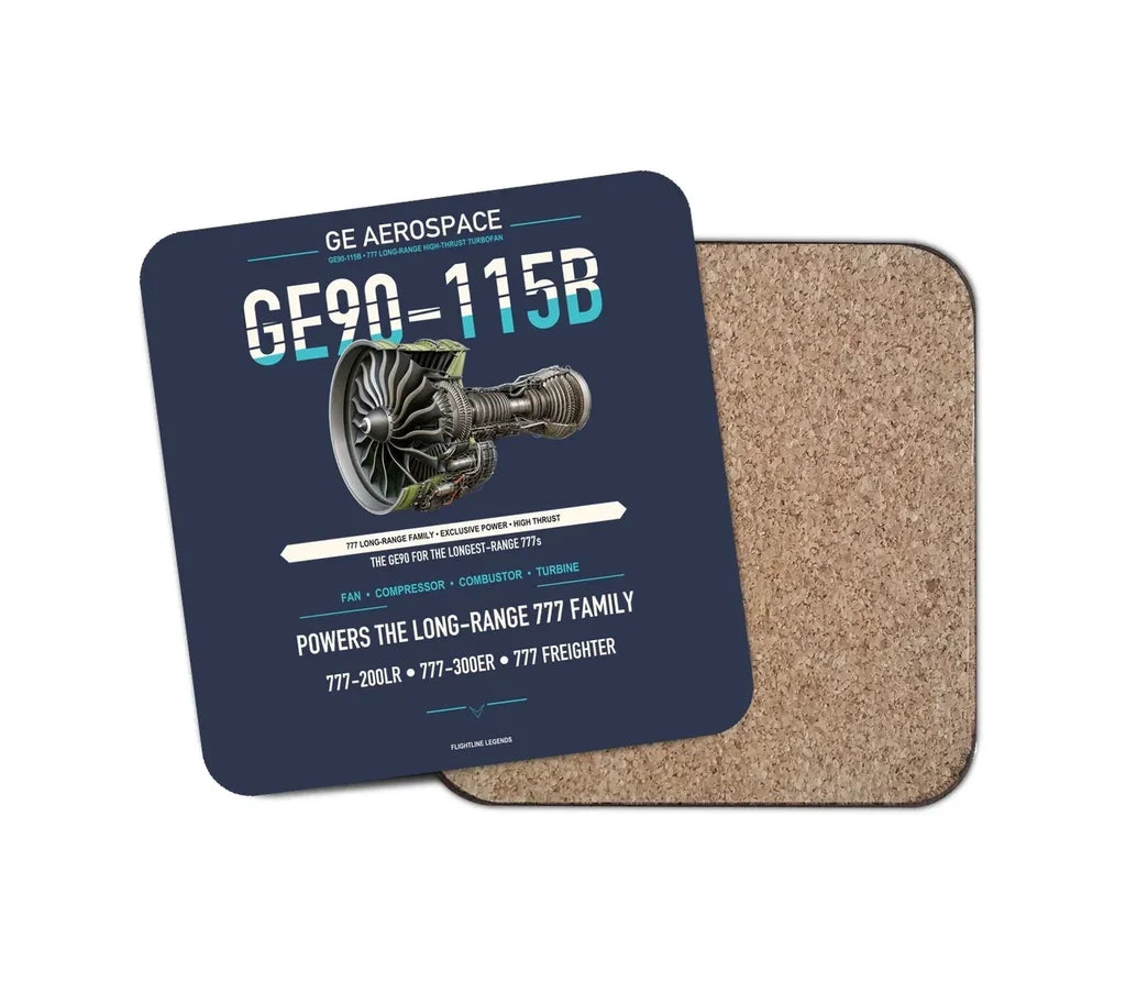 GE90-115B design on navy blue 1 piece coaster