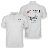 Thumbnail for WC-130J Hurricane Hunter design on white double-side polo t-shirt, double-side print