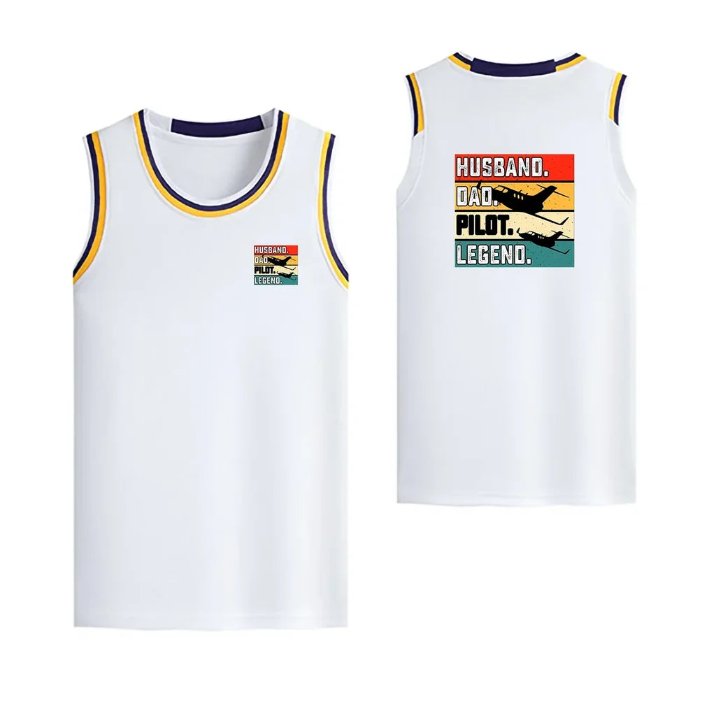 Husband & Dad & Pilot & Legend Designed Basketball Style Sports Tank Tops - view 16