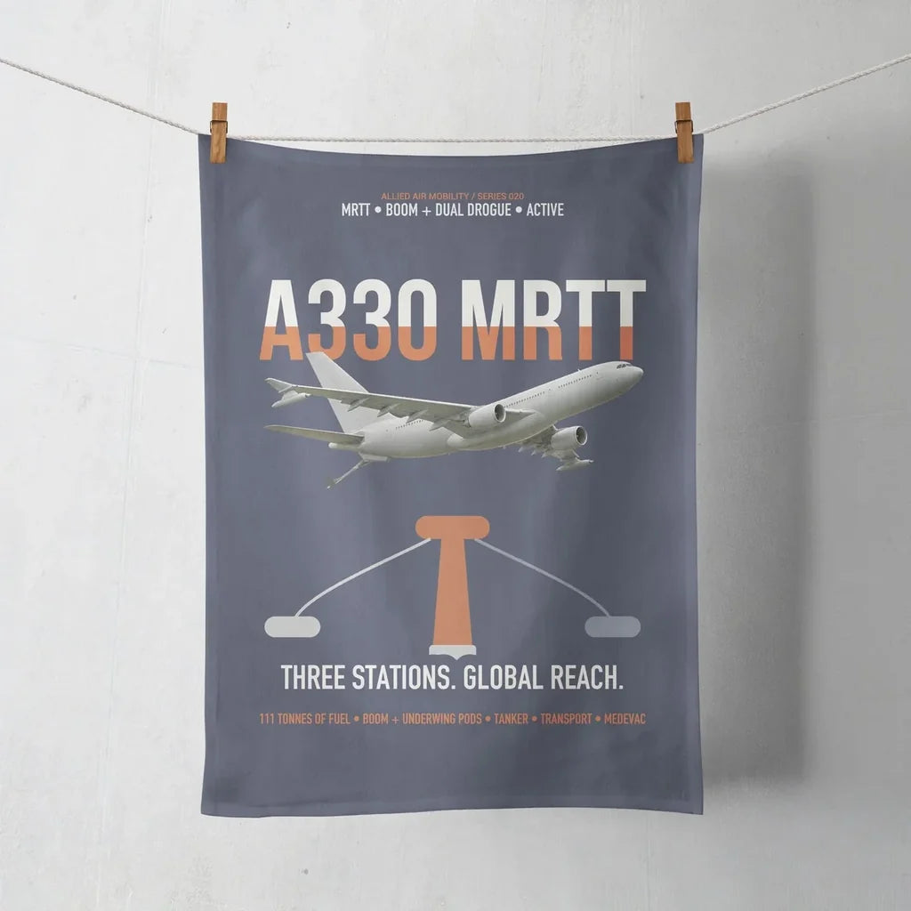 Airbus A330 MRTT design on navy blue towel