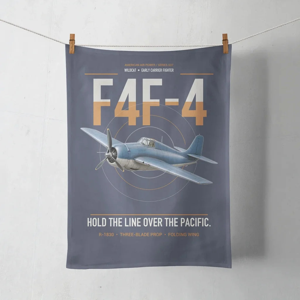 F4F-4 Wildcat design on navy blue towel