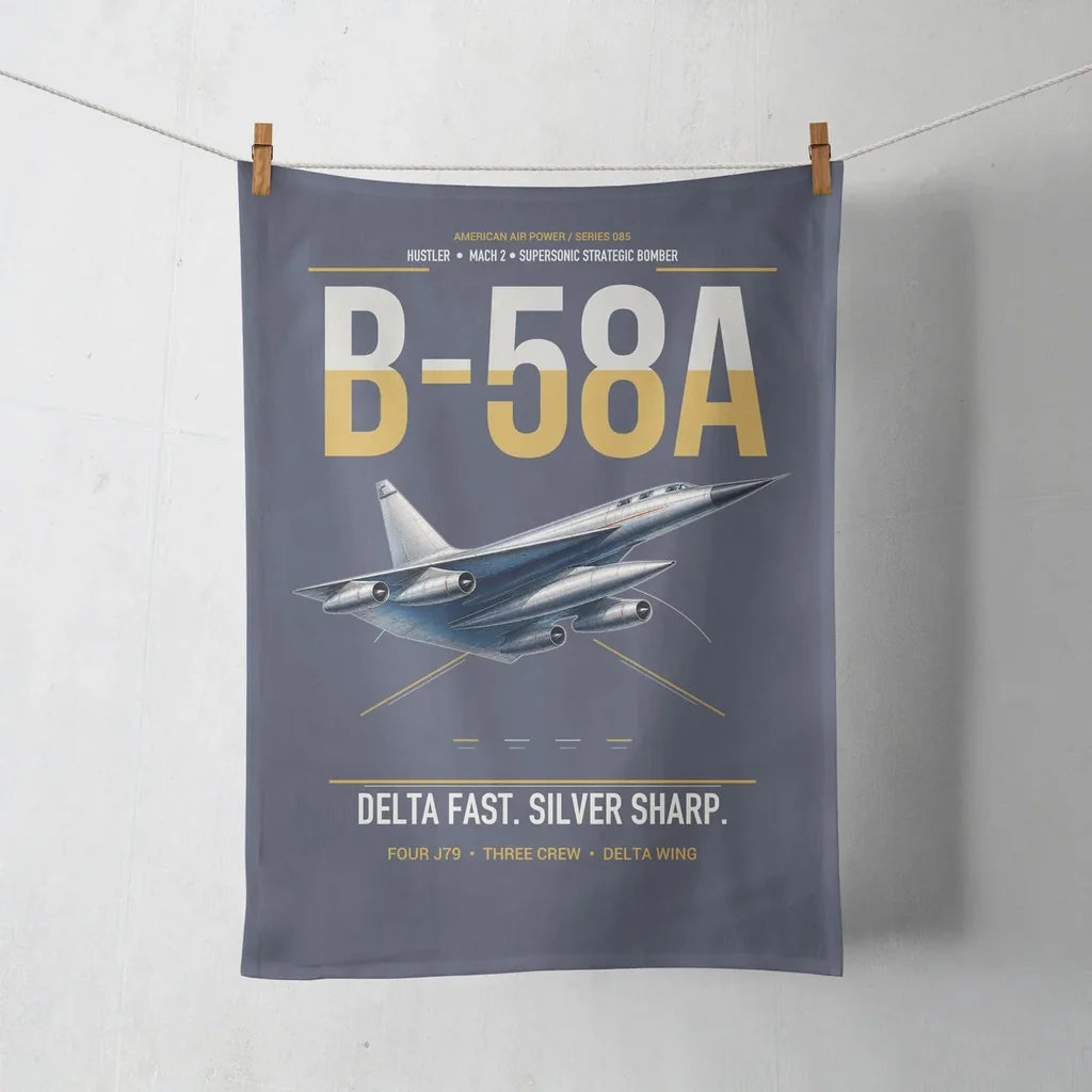 B-58A Hustler design on navy blue towel