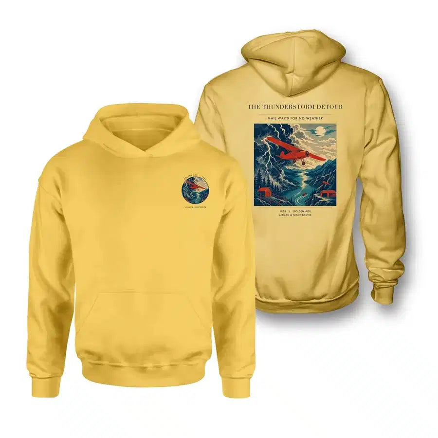 VINTAGE G4148 - The Thunderstorm Detour - Double-Side Hoodie design on yellow double side