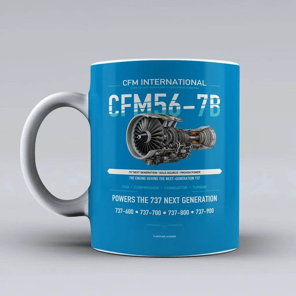 Mug design on turquoise cfm56 7b