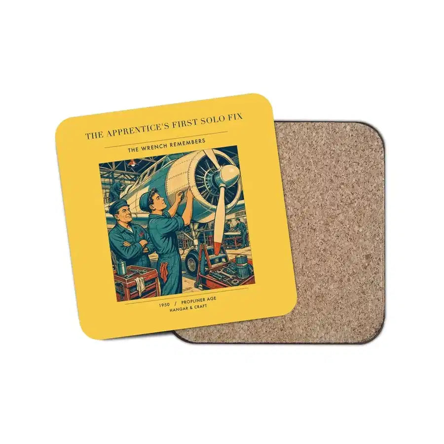 The Apprentice's First Solo Fix - Designed Coasters design on yellow 1-piece