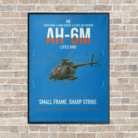 Thumbnail for MD AH-6M Little Bird vertical canvas print - framed - turquoise background