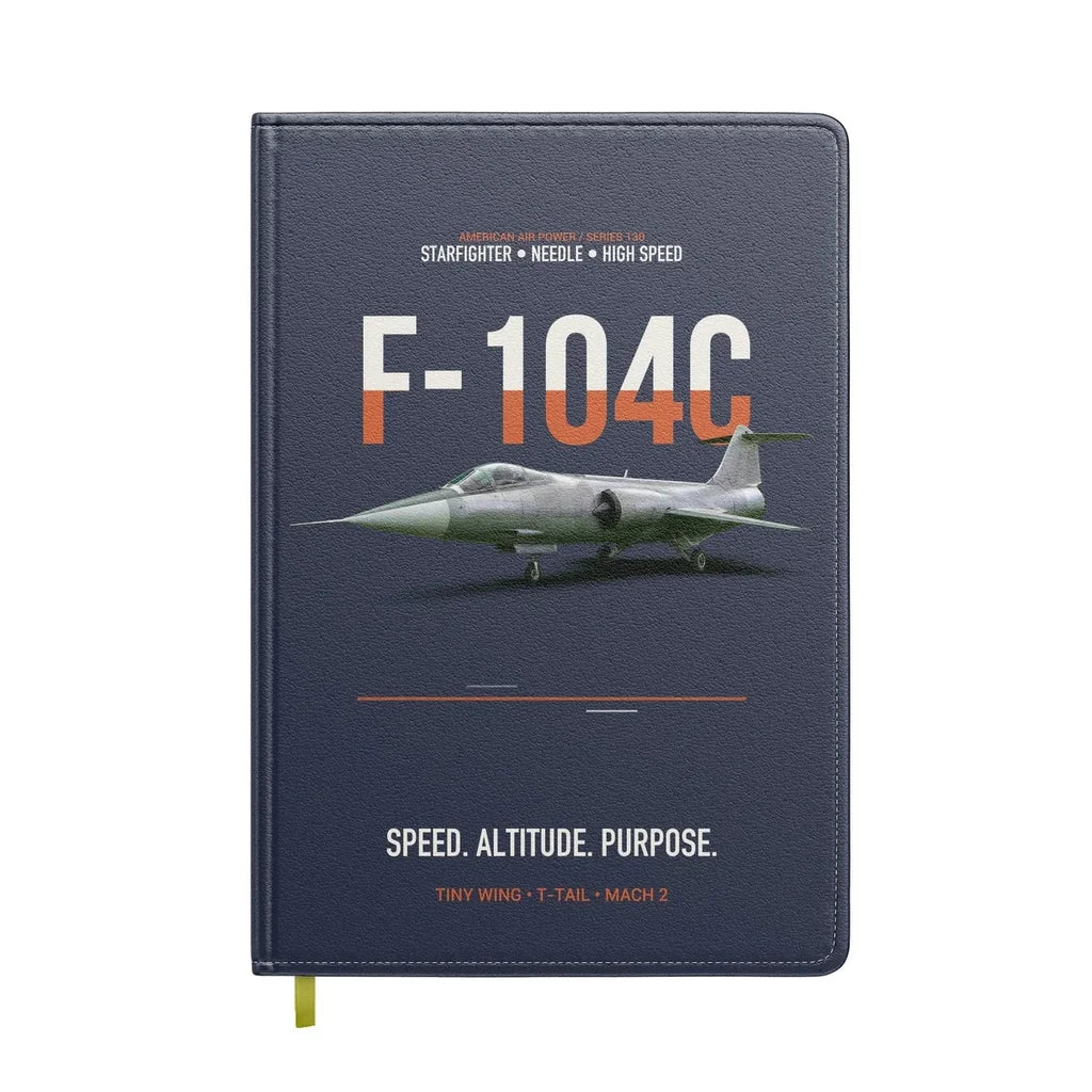 F-104C Starfighter Speed In A Straight Line design on navy blue notebook