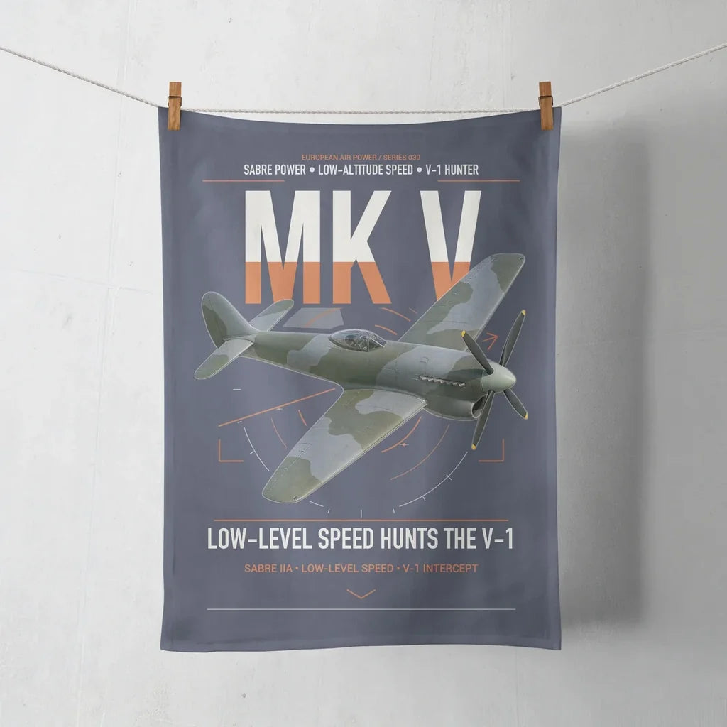 Hawker Tempest Mk V design on navy blue towel