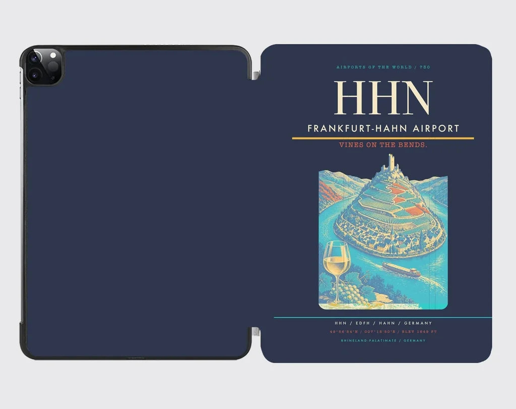 Frankfurt-Hahn Airport (HHN) design on navy blue ipad tablet case