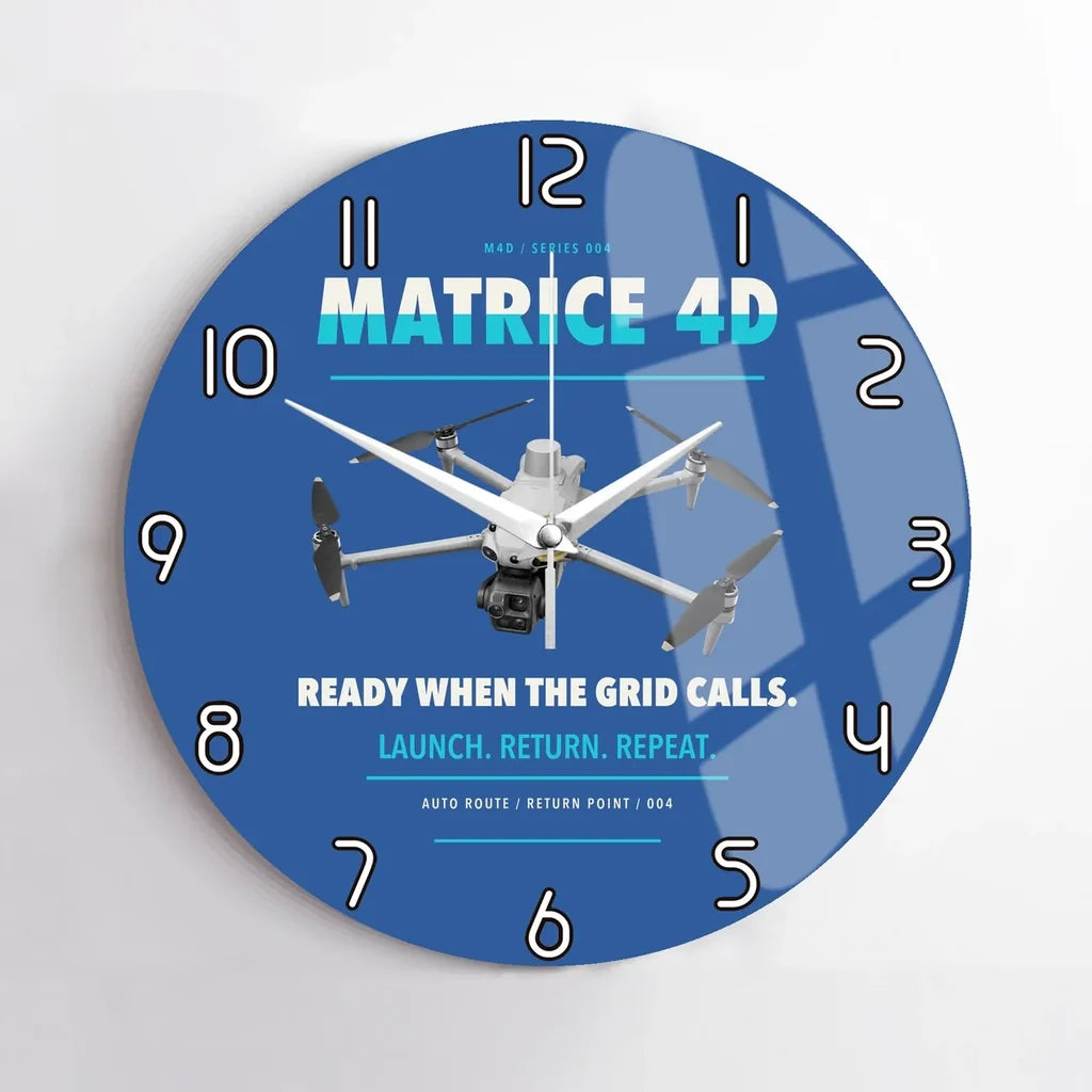 DJI Matrice 4D design on blue no frame wall clock