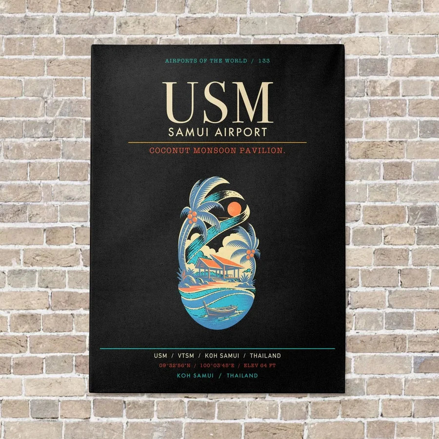 Samui Airport Koh Samui USM - Canvas Framed - Black