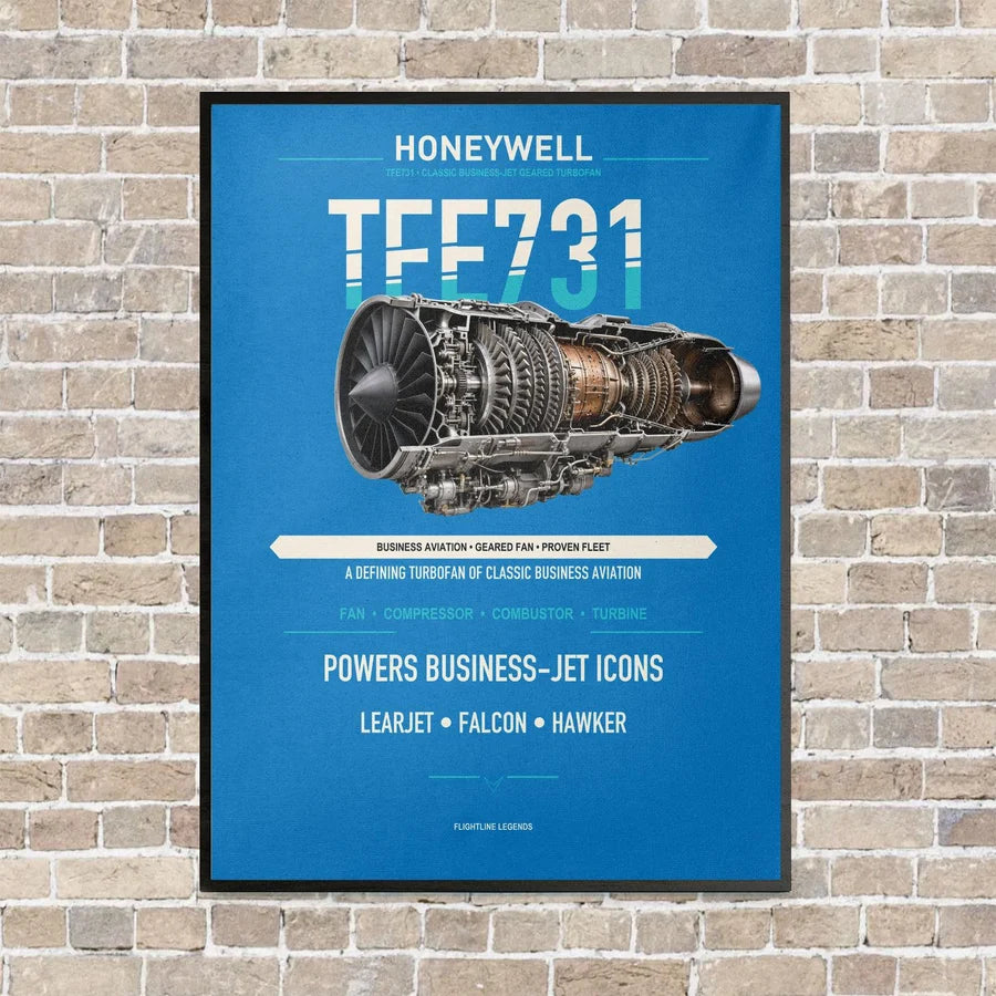 TFE731 vertical canvas print - framed - turquoise background
