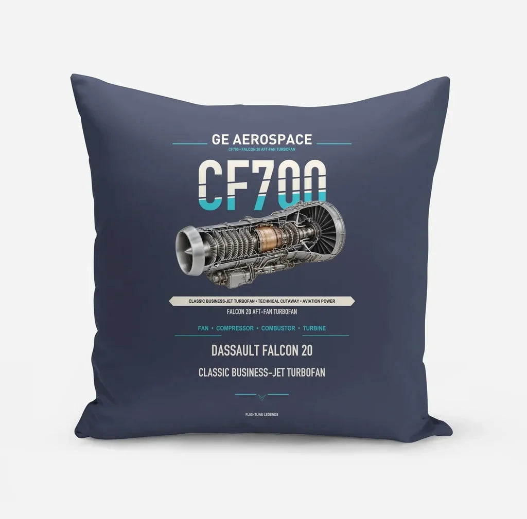 CF700 design on navy blue pillow