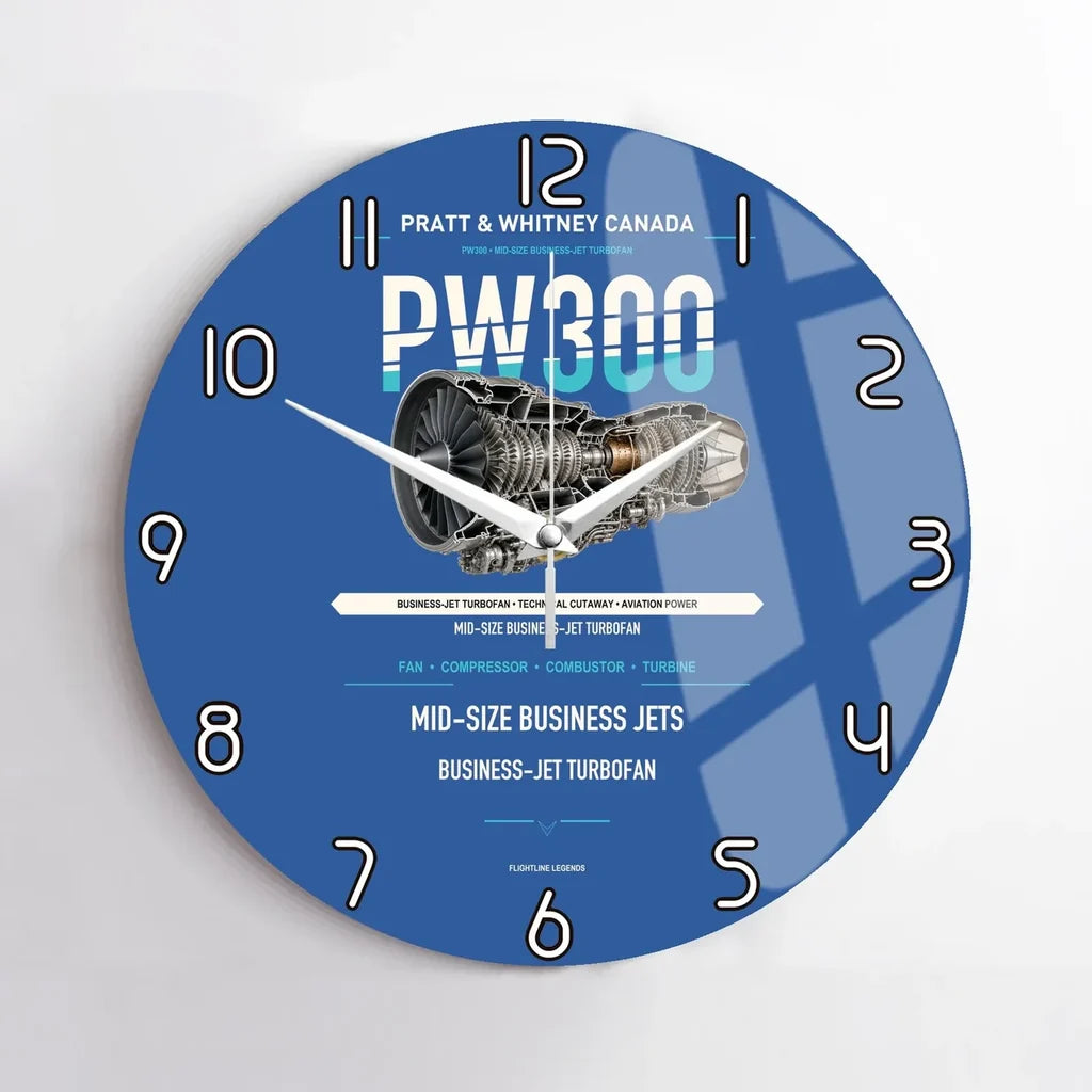 PW300 design on blue no frame wall clock