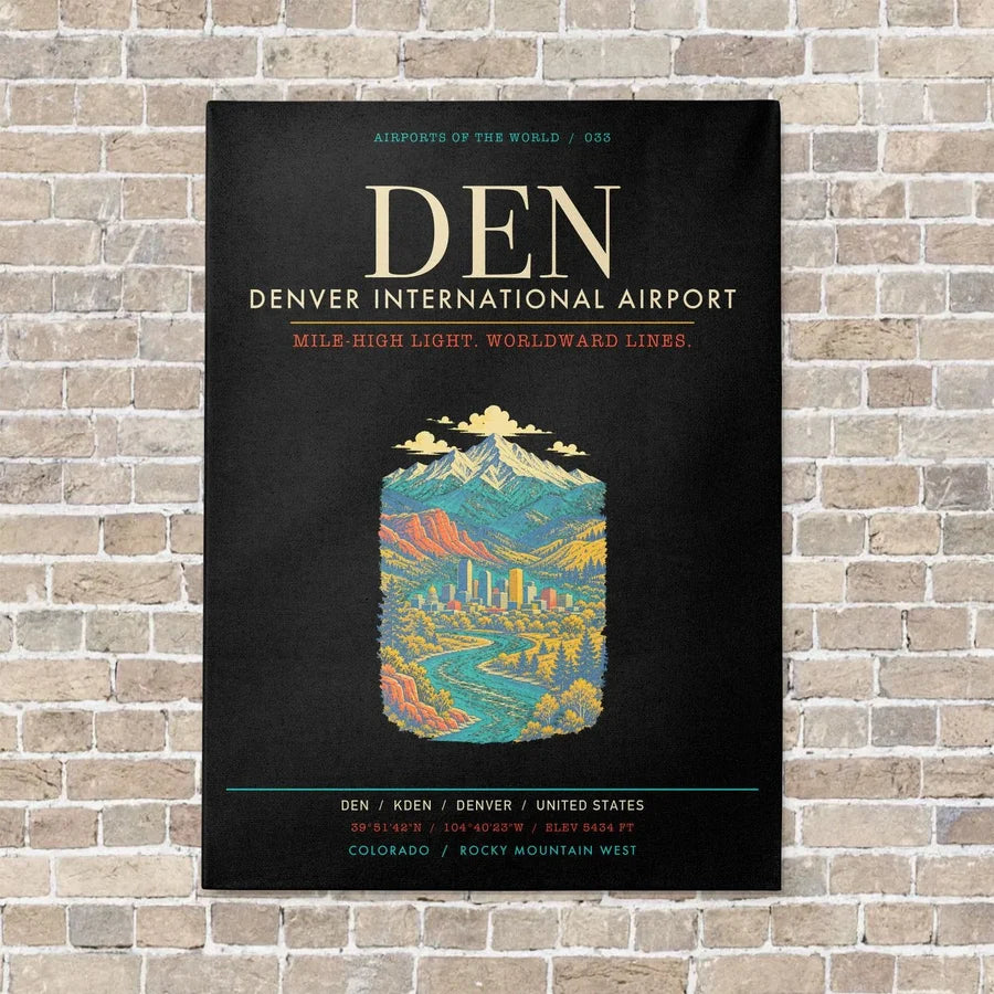 Denver International Airport DEN - Canvas Framed - Black