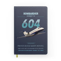 Thumbnail for Bombardier Challenger 604 design on navy blue notebook