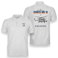 Thumbnail for HAL ALH Dhruv Mk III design on white double-side polo t-shirt, double-side print
