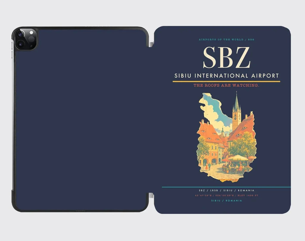 Sibiu International Airport (SBZ) design on navy blue ipad tablet case