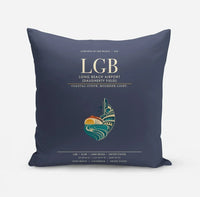 Thumbnail for Long Beach Airport (Daugherty Field) (LGB) design on navy blue pillow