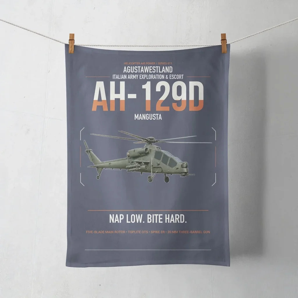 AgustaWestland AH-129D Mangusta design on navy blue towel